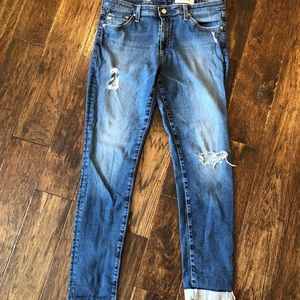 AG The Abbey mid rise super skinny ripped jeans